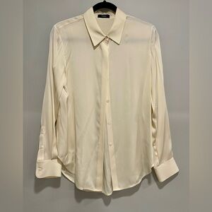 Theory Ivory Silk Button Down Blouse 
Size M